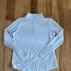 Women’s White Long-Sleeve Quarter-Zip Top